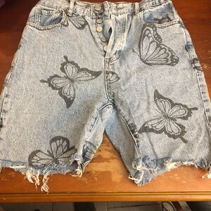 PacSun Blue Butterfly Jean Shorts